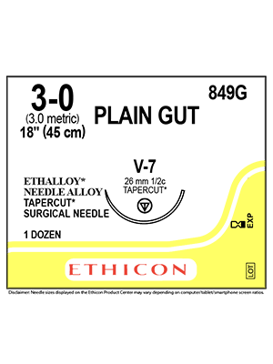 PLAIN GUT Sutures Yellowish Tan 45cm 3-0 V-7 26mm - Box/12