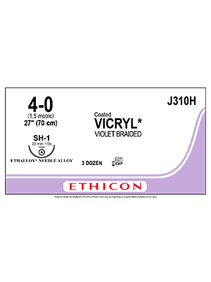 Coated VICRYL® Absorbable Sutures Violet 4-0 70cm SH-1 22mm - Box/36