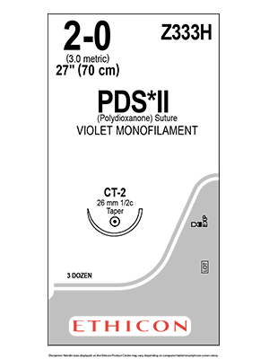 PDS*II Polydioxanone Sutures Violet 70cm 2-0 CT-2 26mm - Box/36