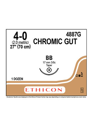 CHROMIC GUT Sutures Undyed 70cm 4-0 BB 17mm - Box/12