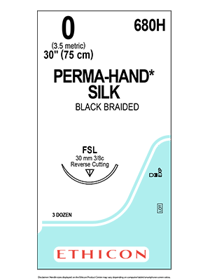 PERMA-HAND* Silk Sutures Black 75cm 0 FSL 30mm - Box/36