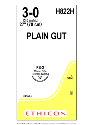 PLAIN GUT Sutures Yellowish Tan 70cm 3-0 FS-2 19mm - Box/36