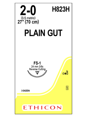 PLAIN GUT Sutures Yellowish Tan 70cm 2-0 FS-1 24mm - Box/36
