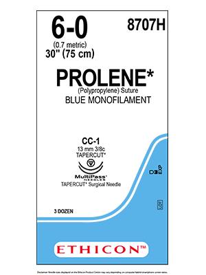 PROLENE* Polypropylene Sutures Blue 75cm 6-0 CC-1 13mm - Box/36