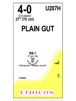 PLAIN GUT Sutures Yellowish Tan 70cm 4-0 RB-1 17mm - Box/36