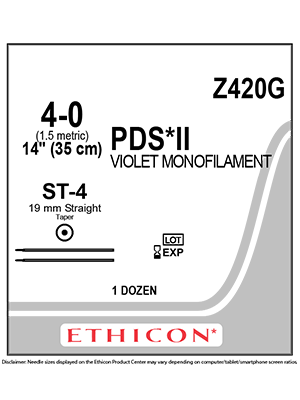 PDS*II Sutures Violet 35cm 4-0 ST-4 19mm - Box/12