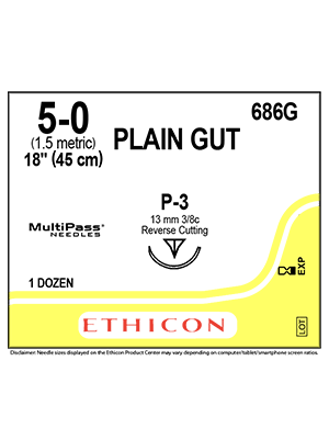 PLAIN GUT Sutures Yellowish Tan 45cm 5-0 P-3 13mm - Box/12