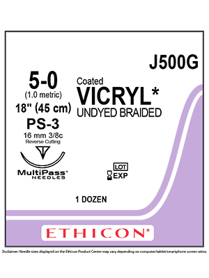 Coated VICRYL® Absorbable Sutures Undyed 5-0 45cm - Box/12