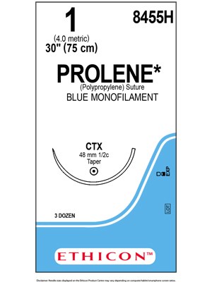 Prolene Sutures Blue 75cm 1 CTX 48mm – Box/36