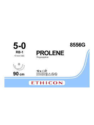 PROLENE* Polypropylene Sutures Blue 90cm 5-0 RB-1 17mm - Box/12