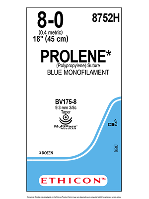 PROLENE® Polypropylene Blue 45cm 8-0 BV175-8 9.3mm - Box/36