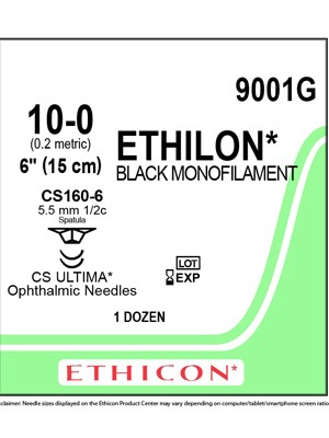 ETHILON* Nylon Black 15cm 10-0 CS160-6 5.5mm – Box/12