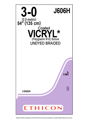 Coated VICRYL* Sutures Undyed 135cm 3-0 Non Needled - Box/36