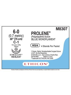 PROLENE* Polypropylene Sutures Blue 75cm 6-0 C-1 13mm - Box/12