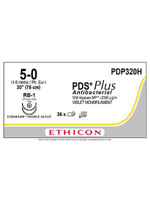 PDS® Plus Antibacterial Suture Violet 5-0 75cm RB-1 30mm - Box/36