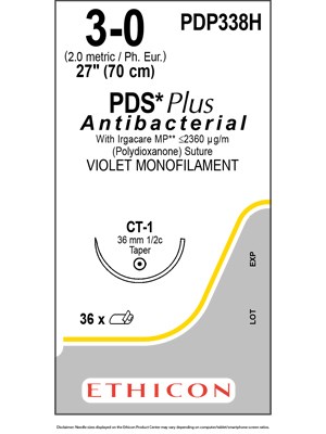 PDS® Plus Antibacterial Suture Violet 3-0 70cm CT-1 36mm - Box/36