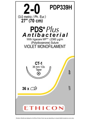 PDS® Plus Antibacterial Suture Violet 2-0 70cm CT-1 36mm - Box/36