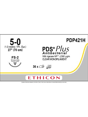 PDS® Plus Antibacterial Suture Undyed 5-0 70cm FS-2 19mm - Box/36