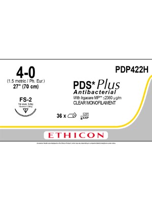 PDS® Plus Antibacterial Suture Undyed 4-0 70cm FS-2 19mm - Box/36
