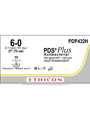 PDS® Plus Antibacterial Suture Violet 6-0 70cm TF 13mm - Box/36
