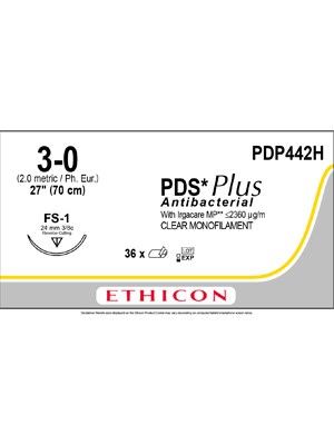 PDS® Plus Antibacterial Suture Undyed 3-0 70cm FS-1 24mm - Box/36