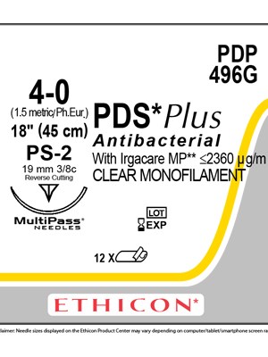 PDS® Plus Antibacterial Suture Undyed 4-0 45cm PS-2 19mm - Box/12