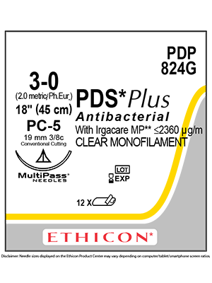 PDS® Plus Antibacterial Suture Undyed 3-0 45cm PC-5 16mm - Box/12