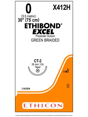 ETHIBOND* EXCEL Suture Green 0 75cm CT-2 - Box/36