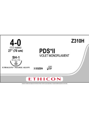 PDS® II Polydioxanone Suture Violet, 4-0 70cm SH-1 22mm - Box/36