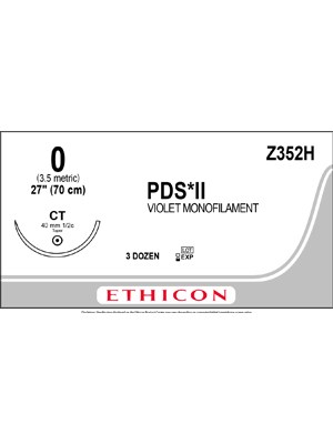 PDS® II Polydioxanone Suture Violet, 0 70cm CT 40mm - Box/36