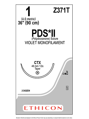 PDS® II Polydioxanone Suture Violet, 1 90cm CTX 48mm - Box/24