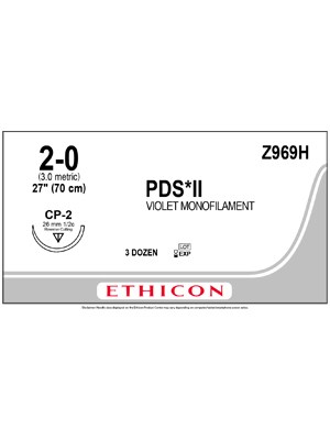 PDS® II Polydioxanone Suture Violet, 2-0 70cm CP-2 26mm - Box/36