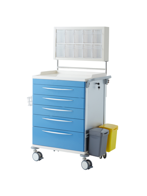 Anaesthesia Trolley 5 Draw Extension Table 650 x 480 x 1000mm - Each