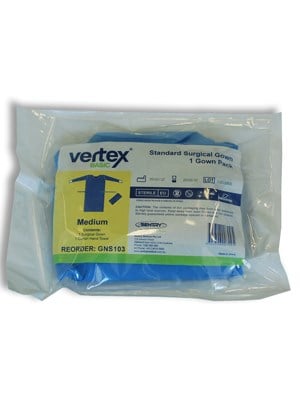 vertex® Basic Standard Surgical Gown Medium Blue - Ctn/20