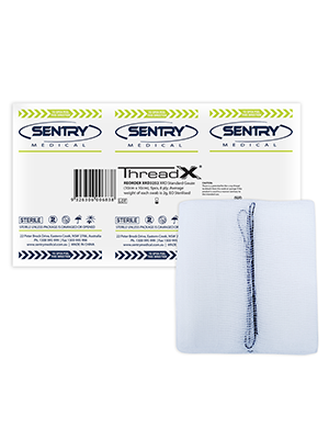 ThreadX® X-Ray Detectable Gauze Swabs 8ply, Sterile 10cm - Pkt/5