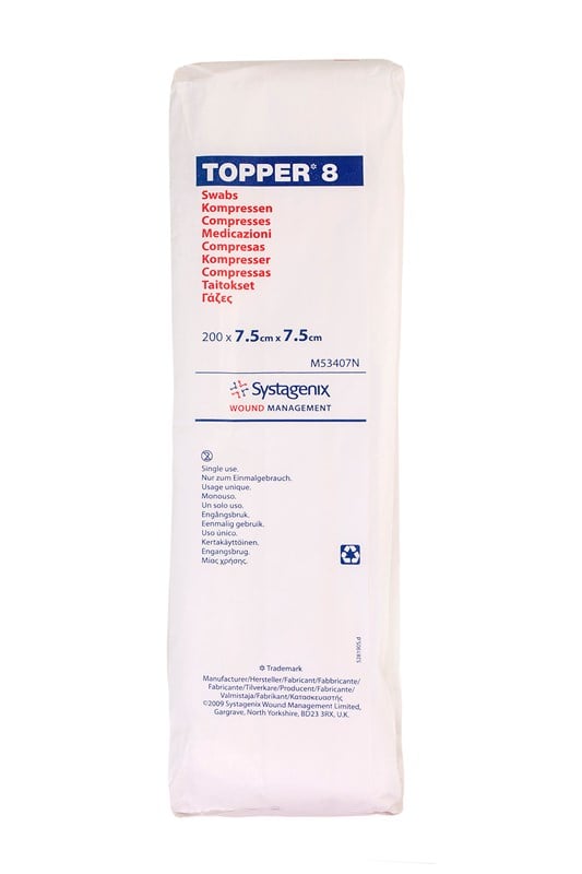 Topper 8 Non Sterile Non Woven Gauze 7.5cm x 7.5cm - Box/200