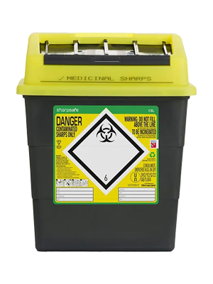 Sharps Container Yellow Lid 13L Vernacare Sharpsafe®, Each